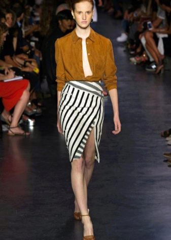 diagonal stripe wrap skirt