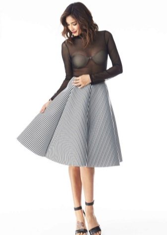 Striped half-sun skirt