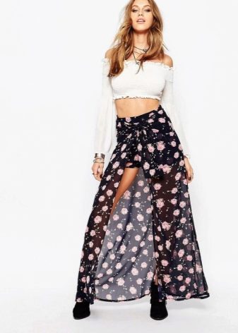 Slit Flowy Summer Skirt