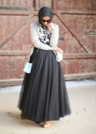 Long layered skirt full-length sun in taffeta and tulle