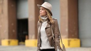 Leather biker jacket for women