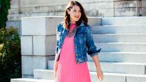 Dress with denim jacket