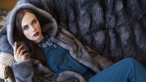 Blue mink fur coat