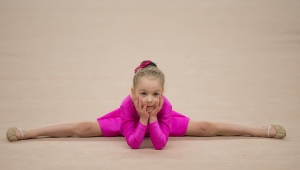 Gymnastic leotard with a skirt for girls