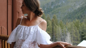 We sew blouses with lowered and open shoulders
