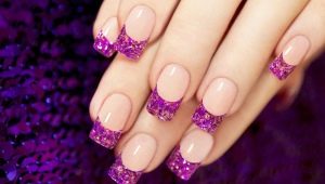 Original ideas for manicure design in pale purple color