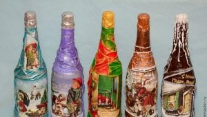 DIY decoupage bottles for the New Year