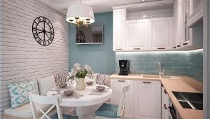 Corner sets in the interior of a small kitchen 6 sq. m