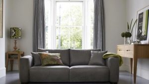 Half-sleeved sofas: sizes and features of choice