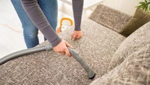 Cleaning the sofa at home