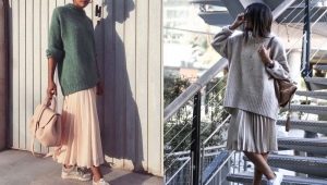 How to combine a pleated skirt with a sweater?