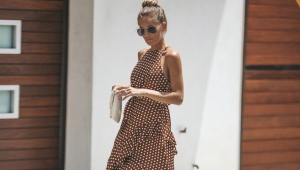 Features of beige polka dot dresses