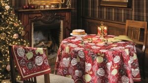 Festive tablecloths on tables
