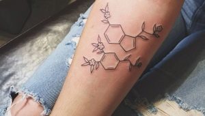 Tattoo in the form of a serotonin and dopamine formula