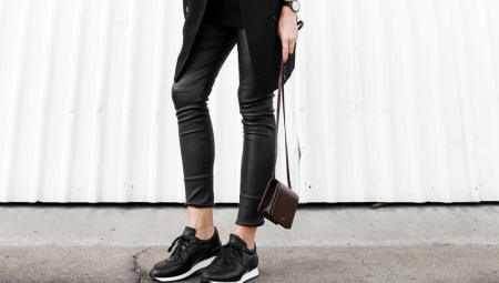 Black leather trainers
