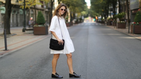 Shoes under a white dress