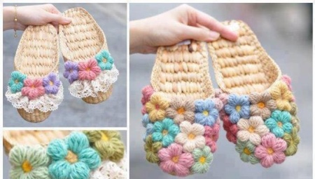 Knitted felt flip flops