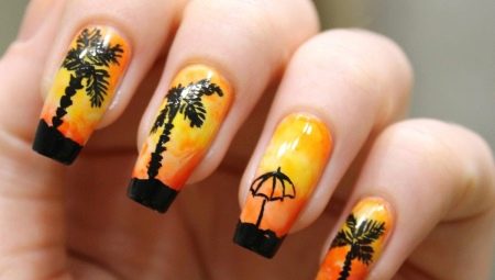 Black and orange manicure: charm and attractiveness