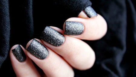 Black glitter manicure - brightness and elegance