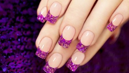 Original ideas for manicure design in pale purple color