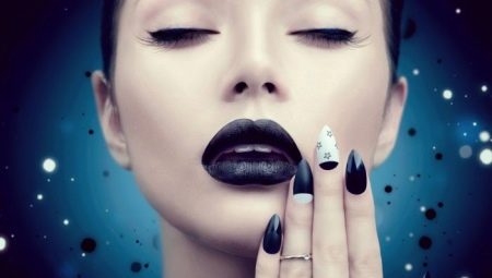 Manucure noir et blanc avec vernis gel