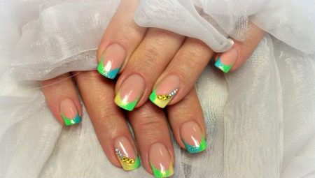 French manicure design in bright colors