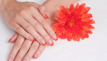 French manicure design ideas in orange tones