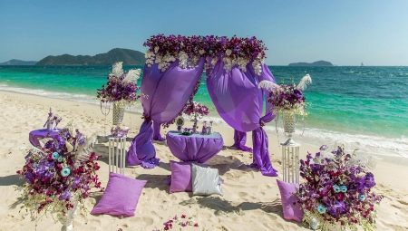 Interesting ideas for decorating a wedding in lilac color