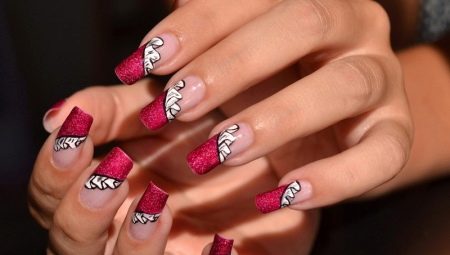 How to get a red French manicure with a pattern?