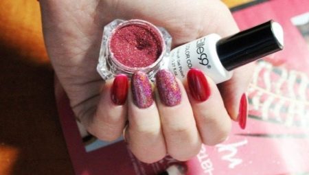 How to make a manicure with glitter gel polish?