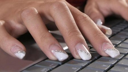 Beautiful design of white extended nails