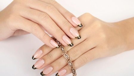 Designing French manicure on round nails