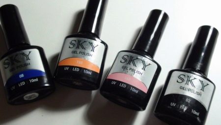 Features and palette of shades of Sky gel varnishes