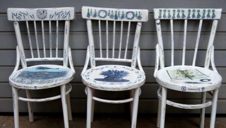 DIY decoupage of a chair and stool