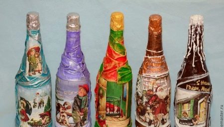 DIY decoupage bottles for the New Year