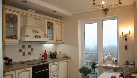 Kitchen design 12 sq. m with balcony