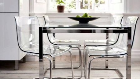 Transparent chairs for the kitchen: pros and cons, choice and care