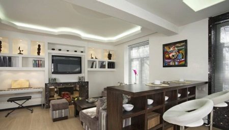 Design options for a kitchen-living room with a bar