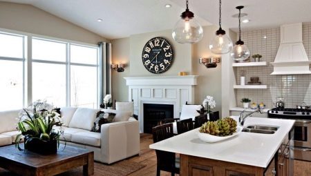 Aménagement intérieur d'une cuisine-salon dans une maison privée
