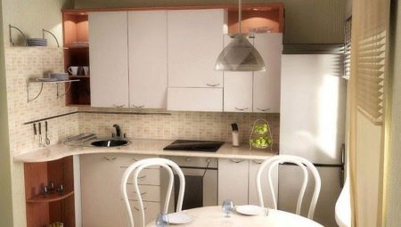 Kitchen design in Khrushchev with a refrigerator