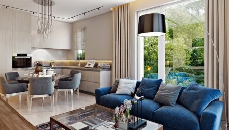 Ideas for interior design of a kitchen-living room in a modern style