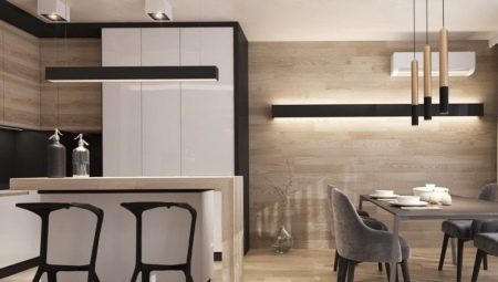 Laminate on the wall in the interior of the kitchen