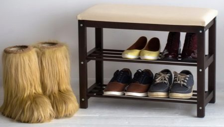 Shoe racks with a seat in the hallway: types and choices