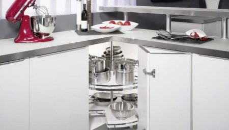 Corner cabinets in the kitchen: varieties, choices and examples