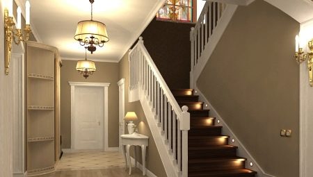 Design of a hallway with a staircase in a private house
