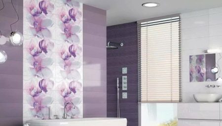 Bathroom design with orchids on tiles