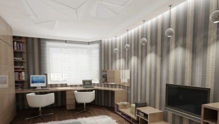 Living room with workplace: stylish ideas, pros and cons