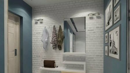 Brick wallpaper in the interior of the hallway