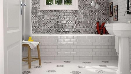Patchwork tiles in the bathroom interior