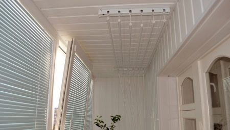 Ceiling clothes dryers on the balcony: varieties, selection, installation